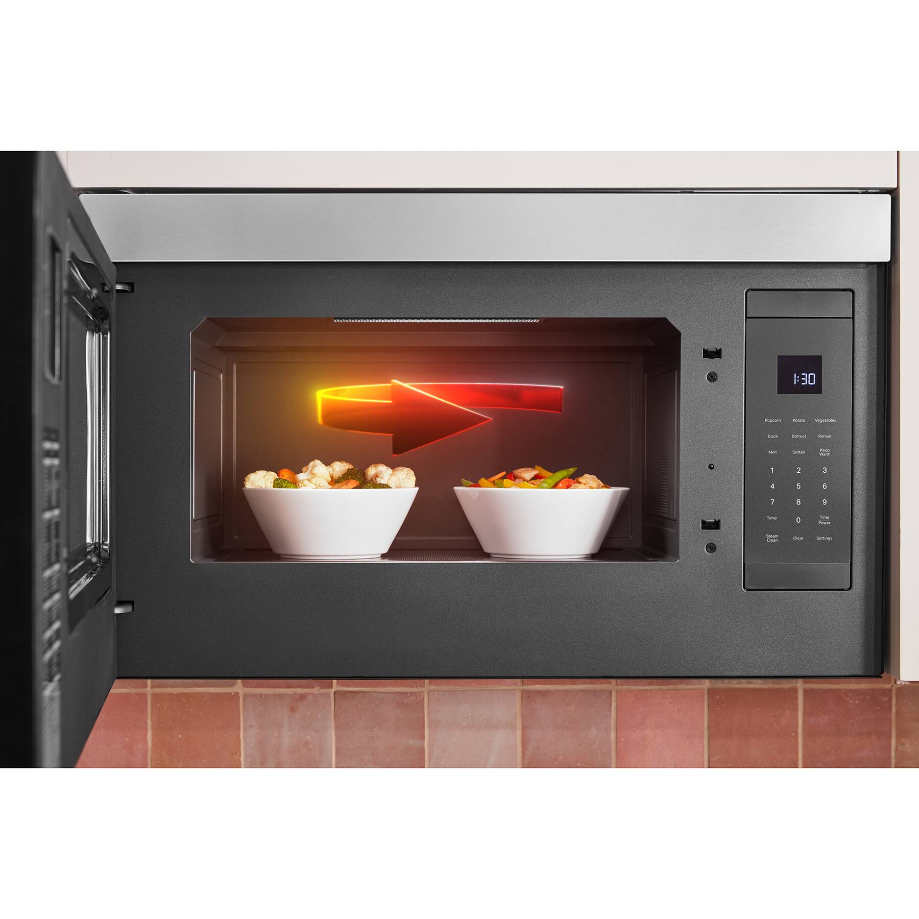 Alt View 13. KitchenAid - 1.1 Cu. Ft. Over-the-Range Microwave with Flush Built-in Design and PrintShield Finish - Stainless Steel.