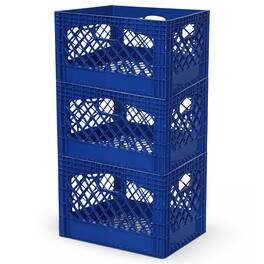 Juggernaut Storage - 3-Pack Crate for Office Storage & Classroom Organization - Blue