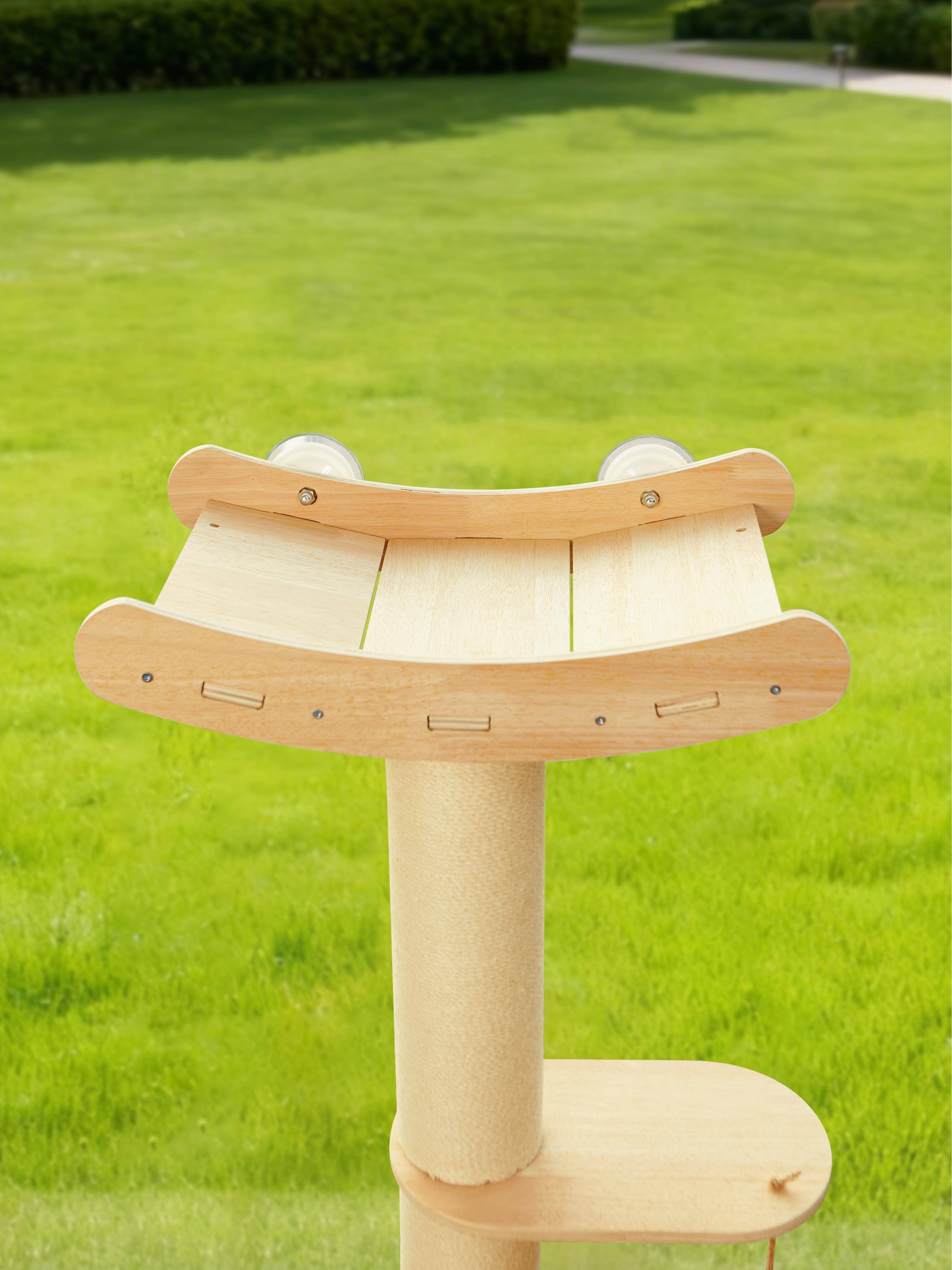 Alt View 3. JUJABU - Half Cat Tree Tower– 3-Tier Hemp Scratching Post, Perches & Sturdy Activity Center Suction Cup.