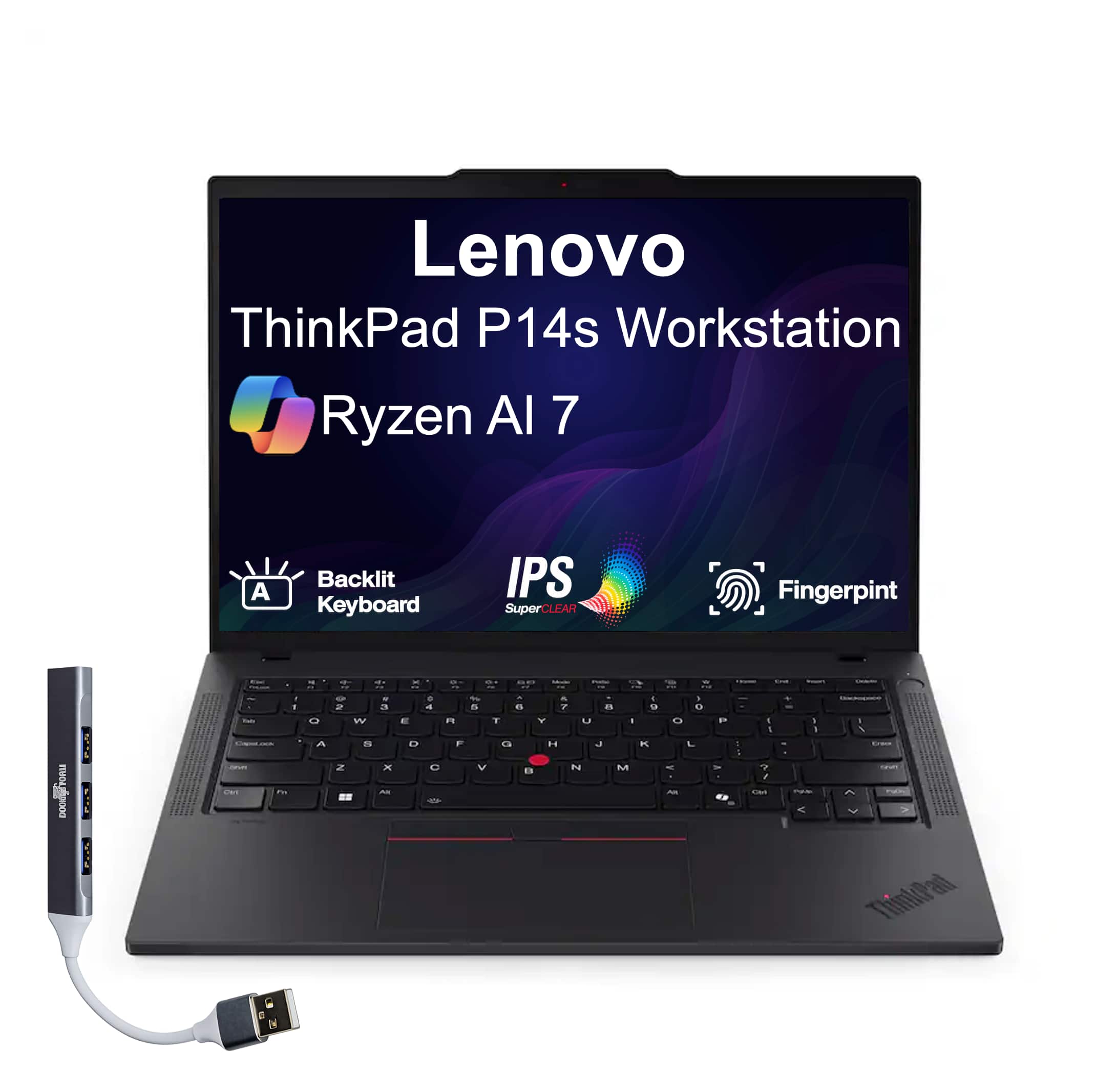 Lenovo - Thinkpad P14s Mobile Workstation 14.0" 60Hz IPS Display (Ryzen AI 7 350, 64GB RAM, 4TB SSD, Win 11 Pro)w/DKZ Hub