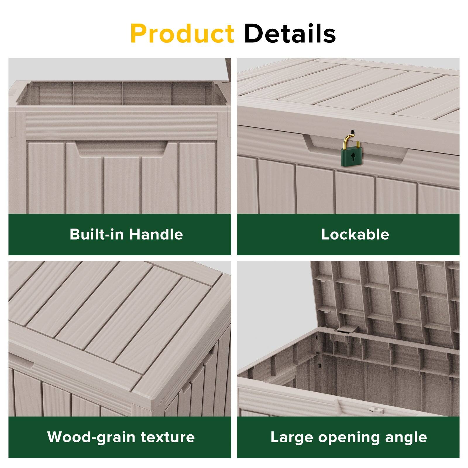 Product Details

- Built-in Handle
- Lockable
- Wood-grain texture
- Large opening angle