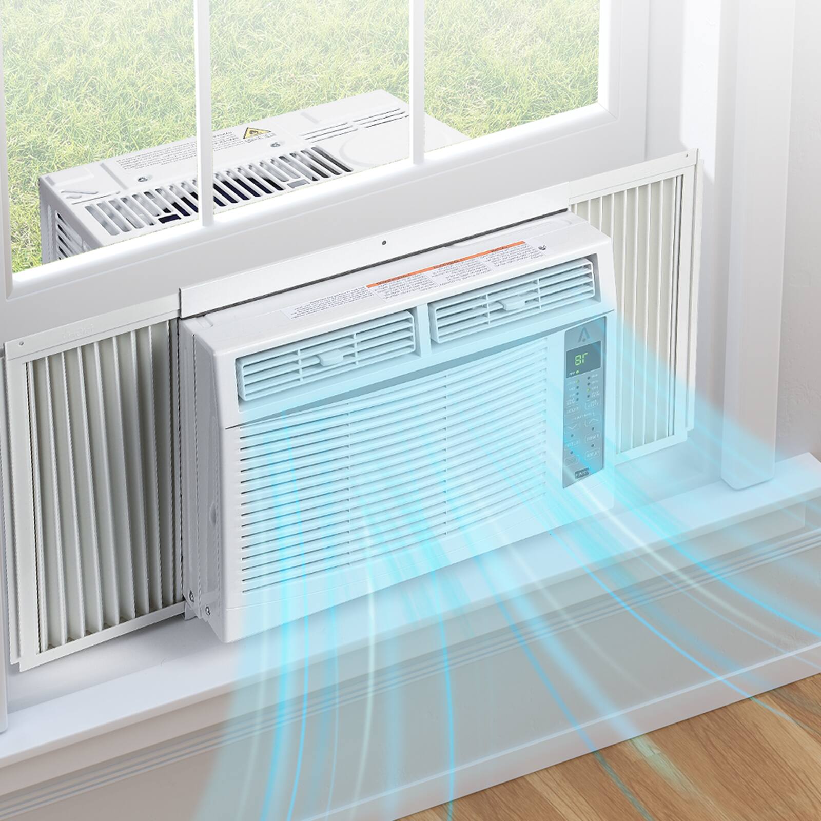 Angle. TROPOW - 6000 BTU Window Air Conditioner with WiFi, Window AC Unit Cools Up to 250 Sq. Ft., Perfect for Small Rooms, Living Room - white.