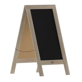 Emma + Oliver - Rustic Double-Sided A-Frame Wooden Chalkboard with Magnetic Surface - Weathered Brown