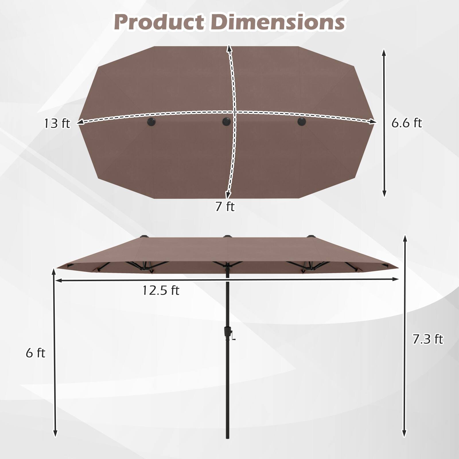 Product Dimensions 13 ft 6.6 ft 7 ft 12.5 ft 6 ft 7.3 ft