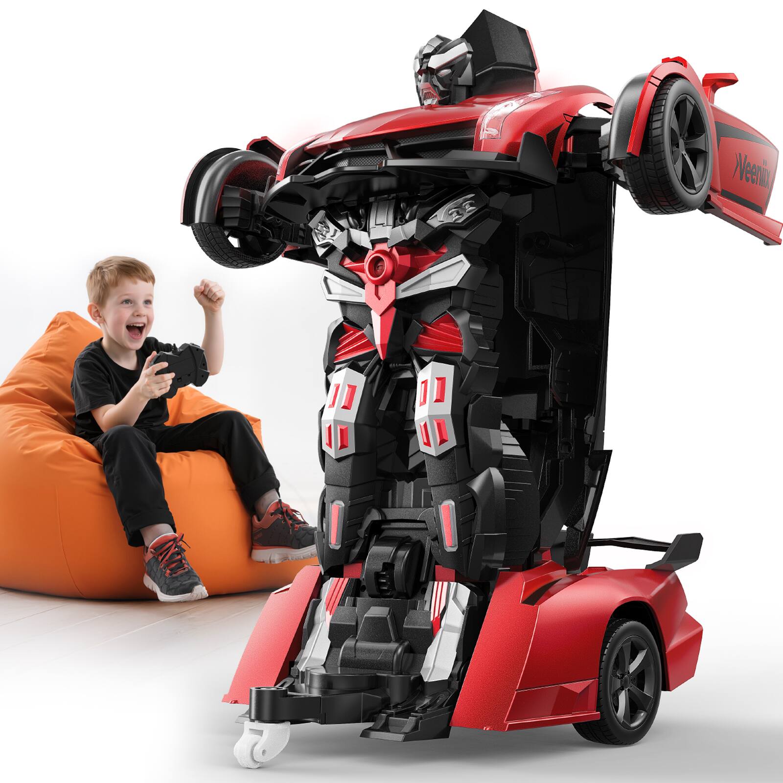 Veeniix - V992 Transform Robot RC Car, 1:14 Scale, 2-in-1 Robot Toy Car with Sound & Light Effects, Ideal Gift for Boys and Girls - Red price history on PriceWatchPro