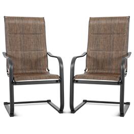 Nuu Garden - Outdoor Chair Set of 2 C-spring Textilene Dining Chairs - Black and Brown