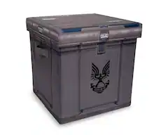 Front. Halo - HALO Ammo Crate Storage Bin Cube Organizer with Lid | 15 Inches - Silver.