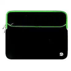 Front. Kitcheniva - Laptop Neoprene Sleeve Case Carry Bag For 15" Laptop Black/Green - Black/Green.