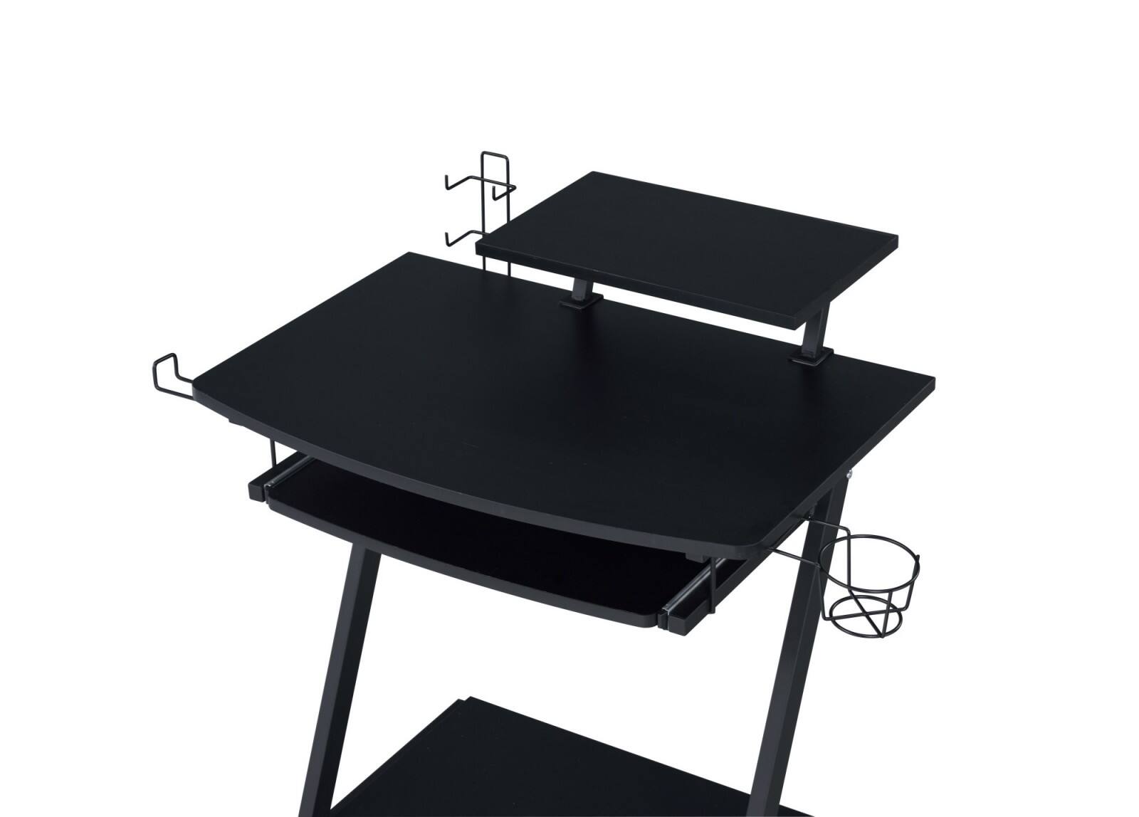 Alt View 3. Glintex - Rectangular Gaming Desk with Keyboard Tray, Open Storage Compartment, 15mm Thick Top and Caster Wheels - Black.