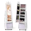 Front. Costway - Costway Kids Jewelry Cabinet with Full-Length Mirror Foldable Drawer Anti-toppling System - White.