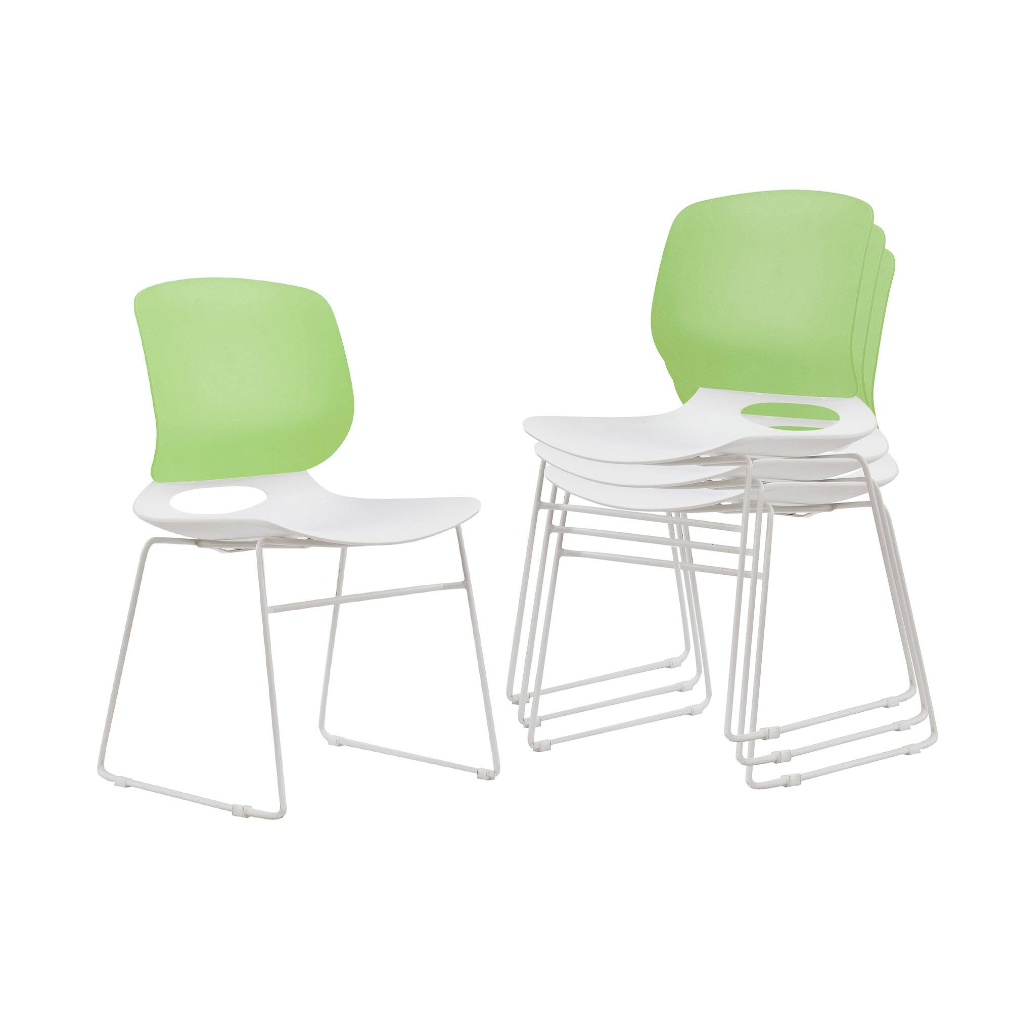 Front. TinyHomie - Set of 4 Stacking Chairs - white.