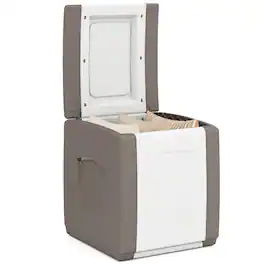 WELLFOR - Outdoor Deck Box with Lid for Packages and Garden - Beige + White