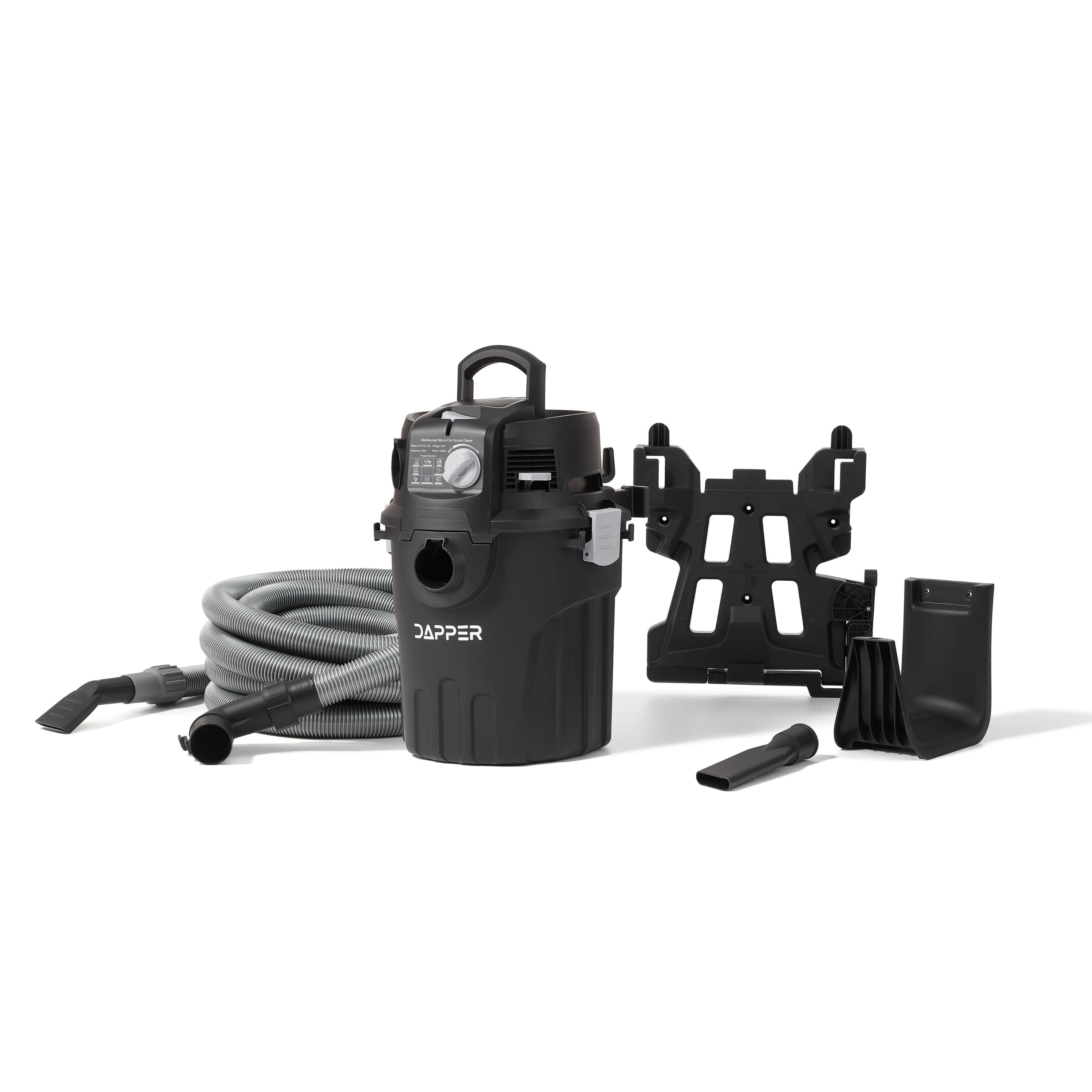 Dapper Supply - 6 Gallon Wall Mount Wet Dry Vacuum 5 5 Peak HP 30 Ft Hose Vacuum and Blower for Garage Car Workshop - Black