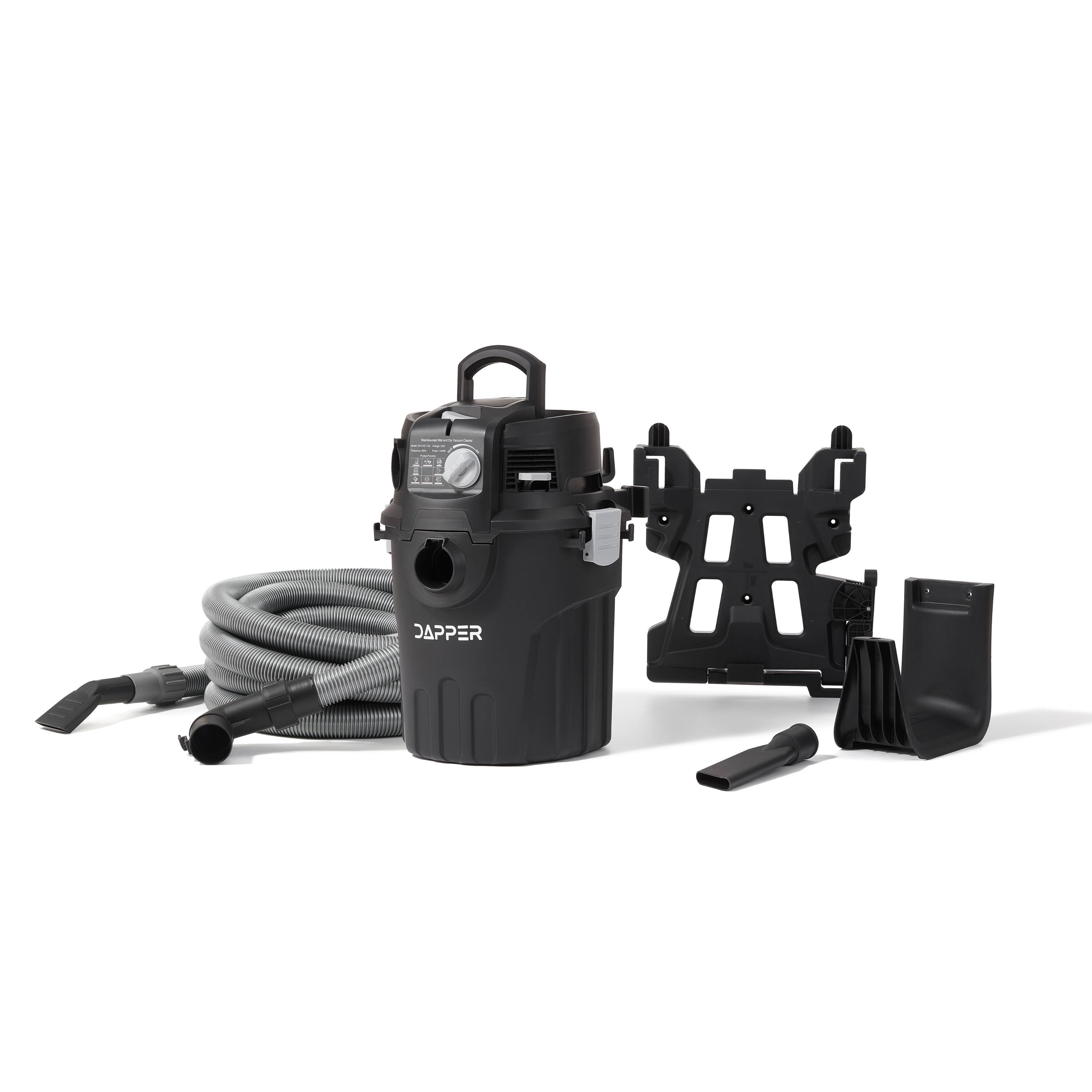 Front. Dapper Supply - 6 Gallon Wall Mount Wet Dry Vacuum 5 5 Peak HP 30 Ft Hose Vacuum and Blower for Garage Car Workshop - Black.