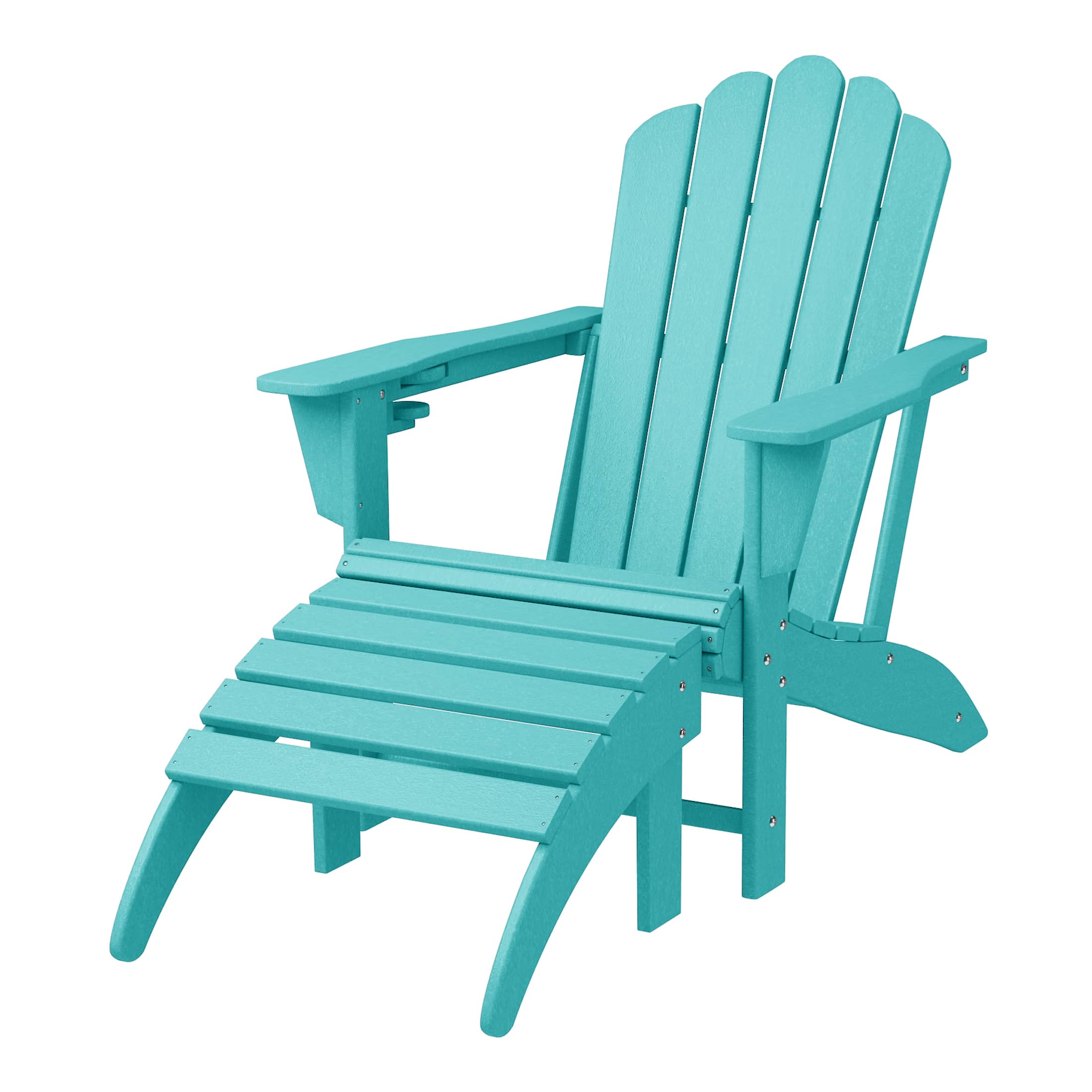 WestinTrends - Highland 2-Piece Outdoor Patio HDPE Adirondack Chair With Ottoman and Cup Holder Set - Turquoise price history on PriceWatchPro