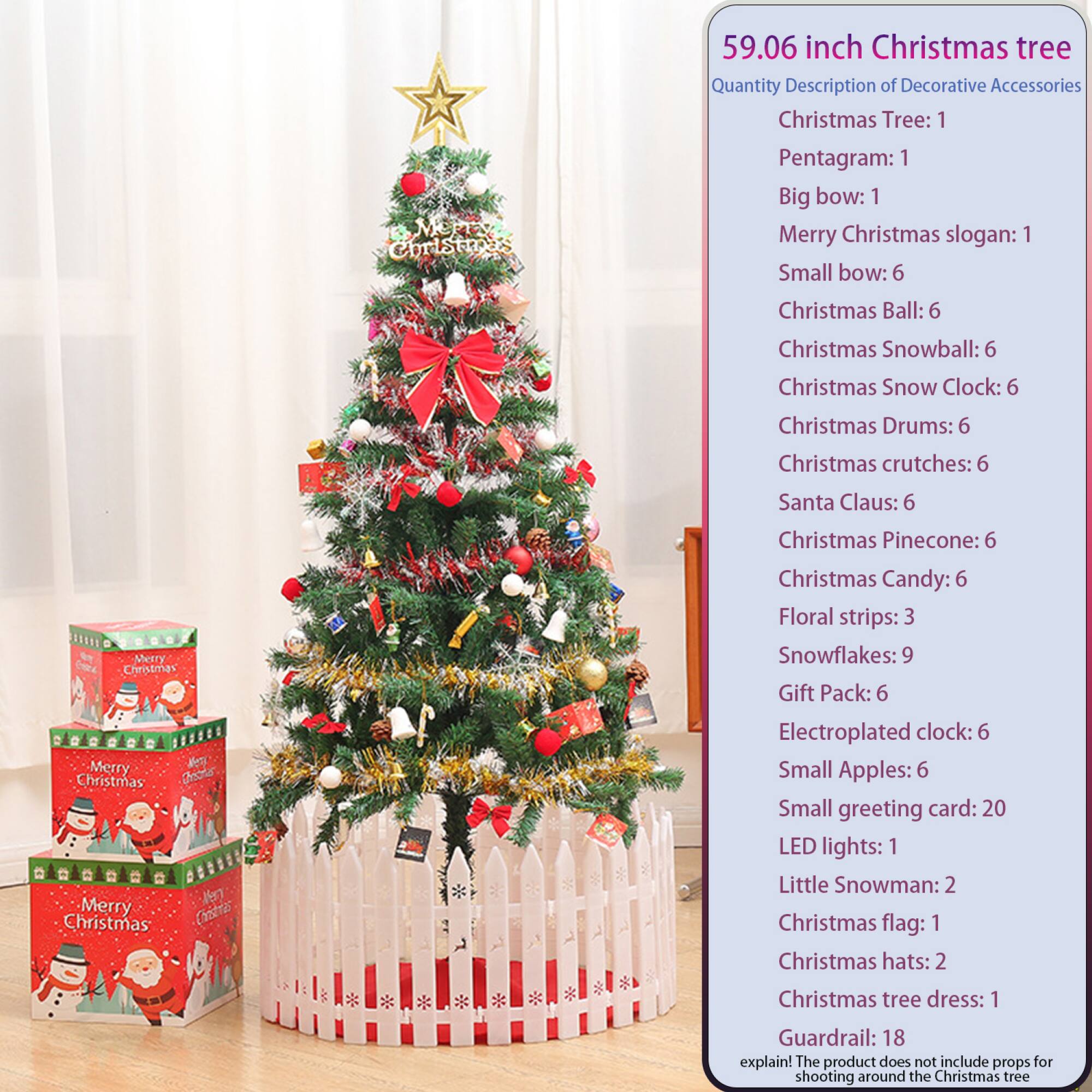 Angle. ELEMENT ACE - 5ft Pre-Lit Artificial Christmas Tree with Energy-Saving LED Lights, Includes 109 Ornaments with Tree Skirt - Green.