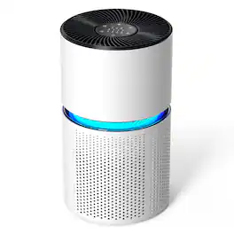 POMORON - Air Purifier for Bedroom & Home Office, Sleep Mode, 4 Fan Speeds, 5/8/12/24H Timer, Display Lock, Ambient Light - White