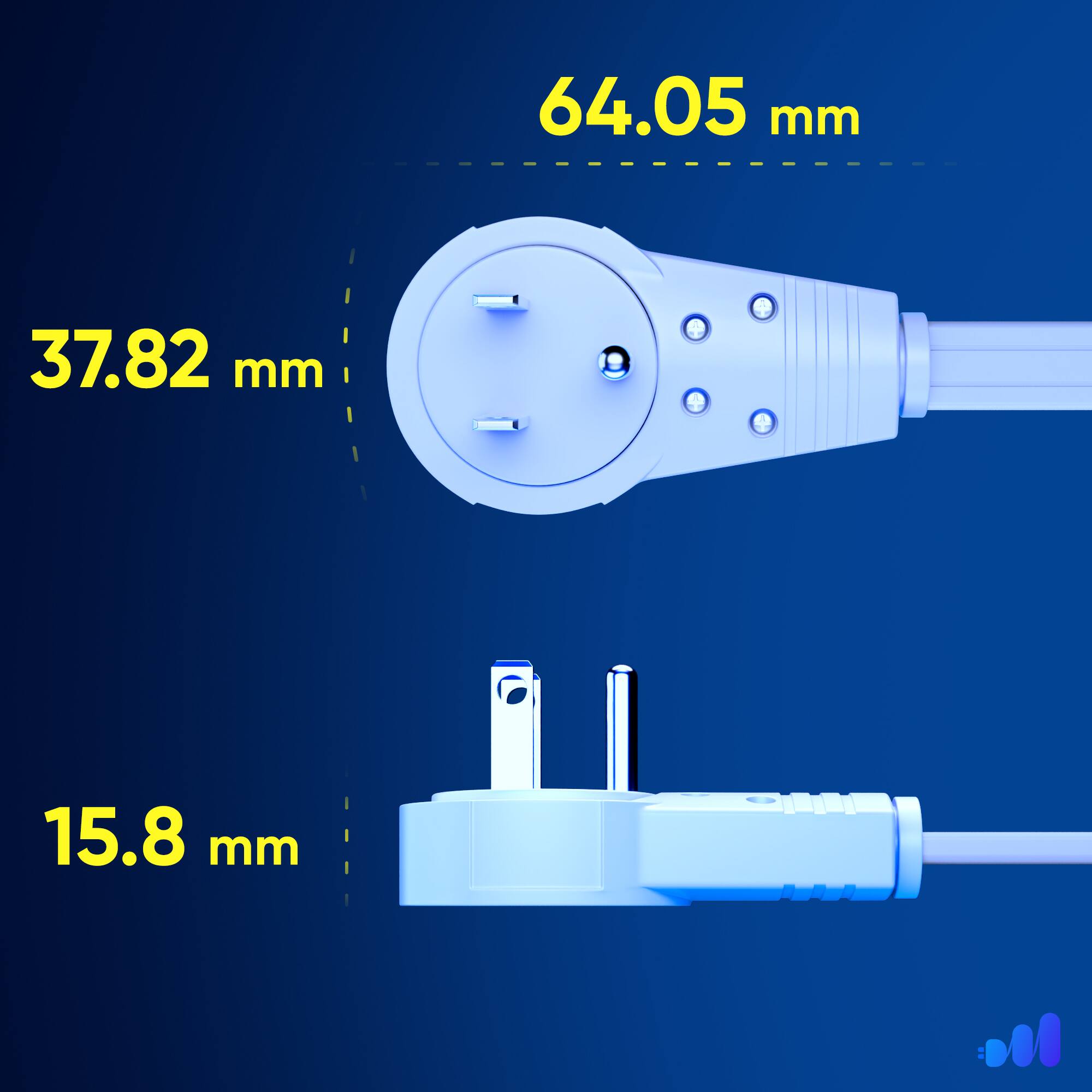 64.05 mm, 37.82 mm, 15.8 mm