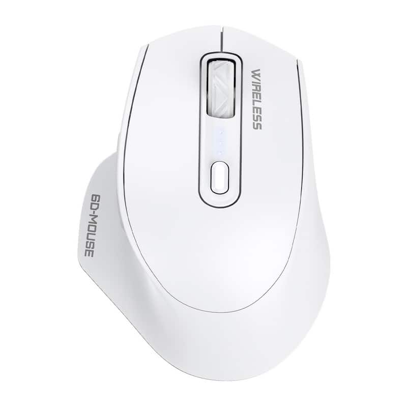 SKRAN - Wireless Bluetooth Mouse - Ergonomic, 3-Mode (Wired/2.4G/BT), 500mAh Rechargeable for Office/Gaming, Easy-to-Use - Wireless - White