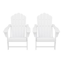 WestinTrends - Highland Outdoor Patio HDPE Adirondack Chairs With Cup Holders (Set of 2) - White
