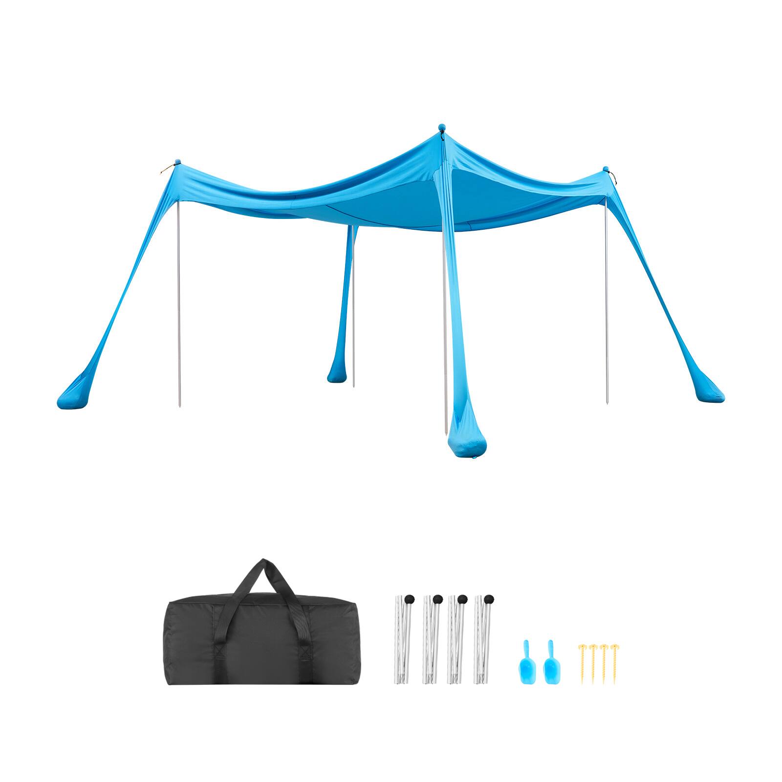 Alt View 5. VEVOR - Beach Tent Sun Shelter, UPF50+ Sun Protection, 6.6 ft Tall, 10x10 ft, Easy Pop Up Beach Canopy with 4 Sandbags - Blue.