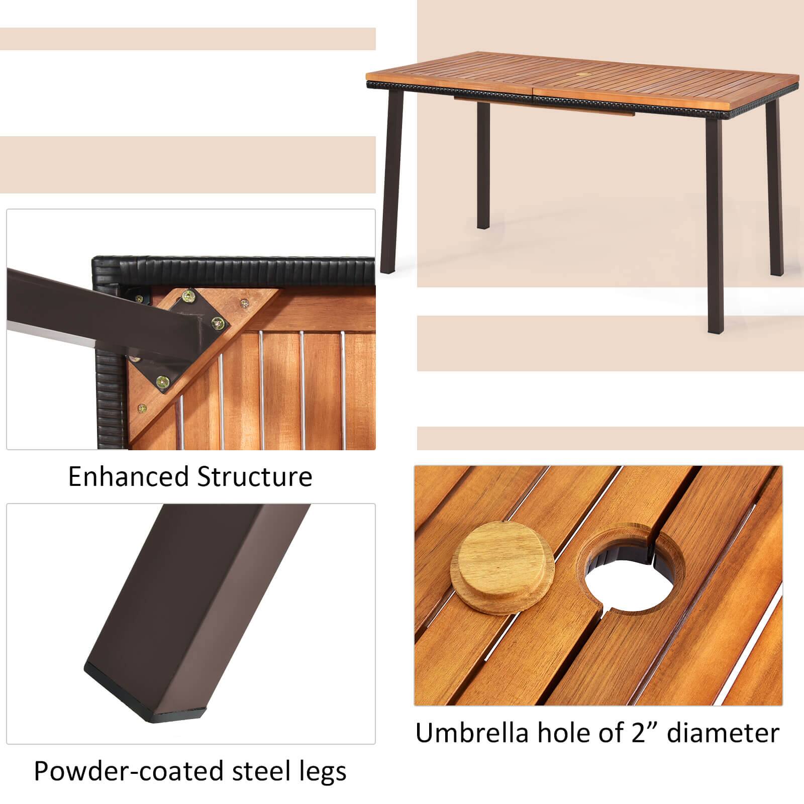 Enhanced Structure

Powder-coated steel legs

Umbrella hole of 2" diameter