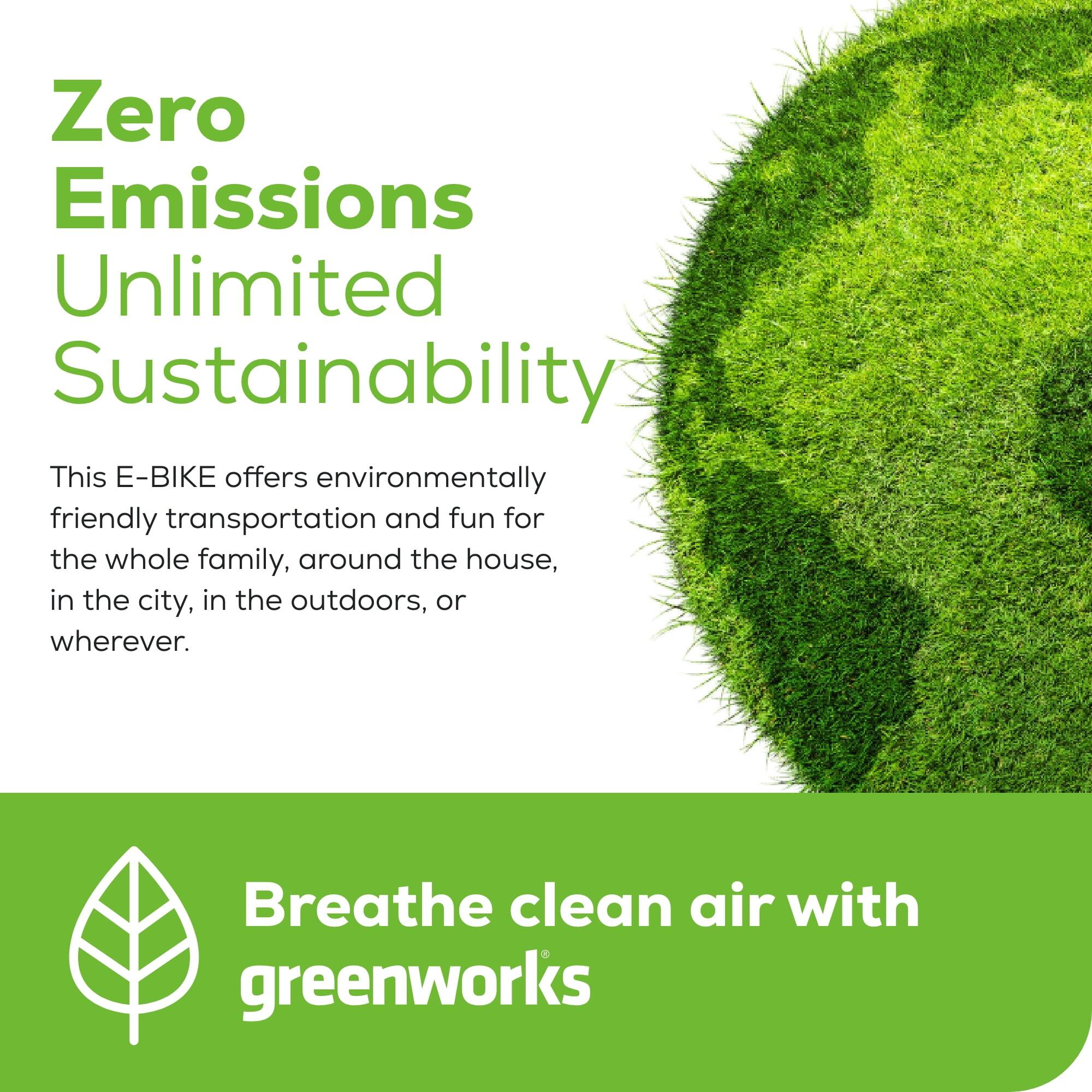 Alt View 1. Greenworks - Greenworks 60V Electric Commuter Bike for Adults, 27.5" Tires, 500W Peak Motor, with Removable Battery & Charger - Green.