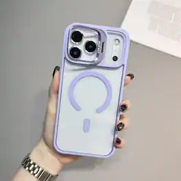 UUCOVER - For Apple iPhone 17 Pro Max Magnetic Clear Case with Built-in Lens Kickstand and Lens Protector Cover, Shockproof Shell - Lightpurple