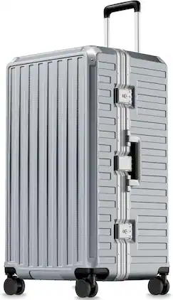 LUGGEX - 30 Inch Checked Luggage with TSA Lock, Aluminum Frame Zipperless Suitcase 8010S - ZX-Core - Silver