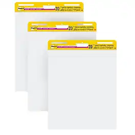 Post-it - Super Sticky Wall Easel Pad, 25" x 30", 20 Sheets/Pad, 3 Pads/Pack - White