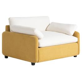 Boyel Living - 50x43 Inch Oversized Chenille Single Sofa Chair Wide Deep Seat Color Blocking Armchair with Pillows Cream Yellow - White