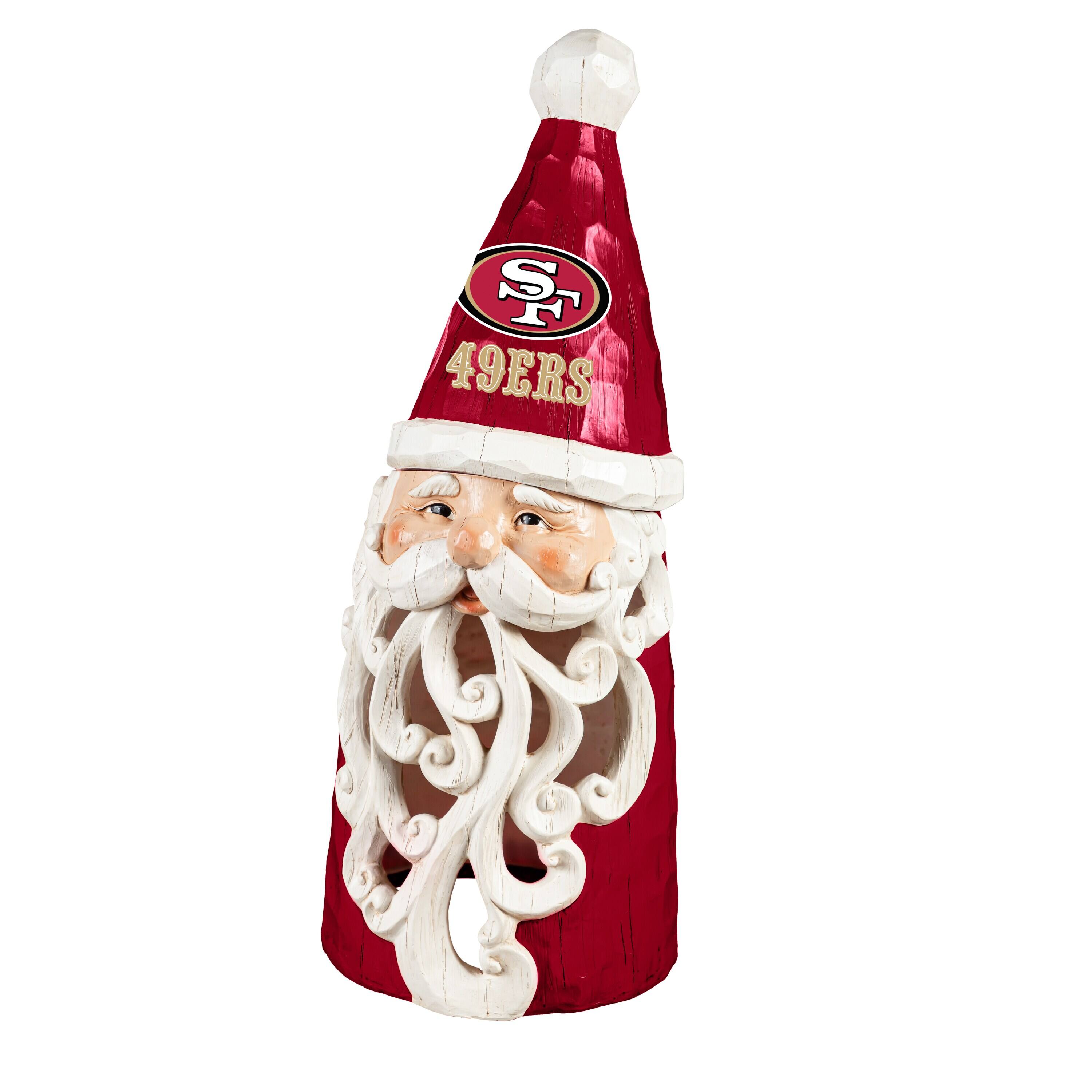 Front. Evergreen Enterprises - San Francisco 49ers 26" LED Santa Garden Statue - White.