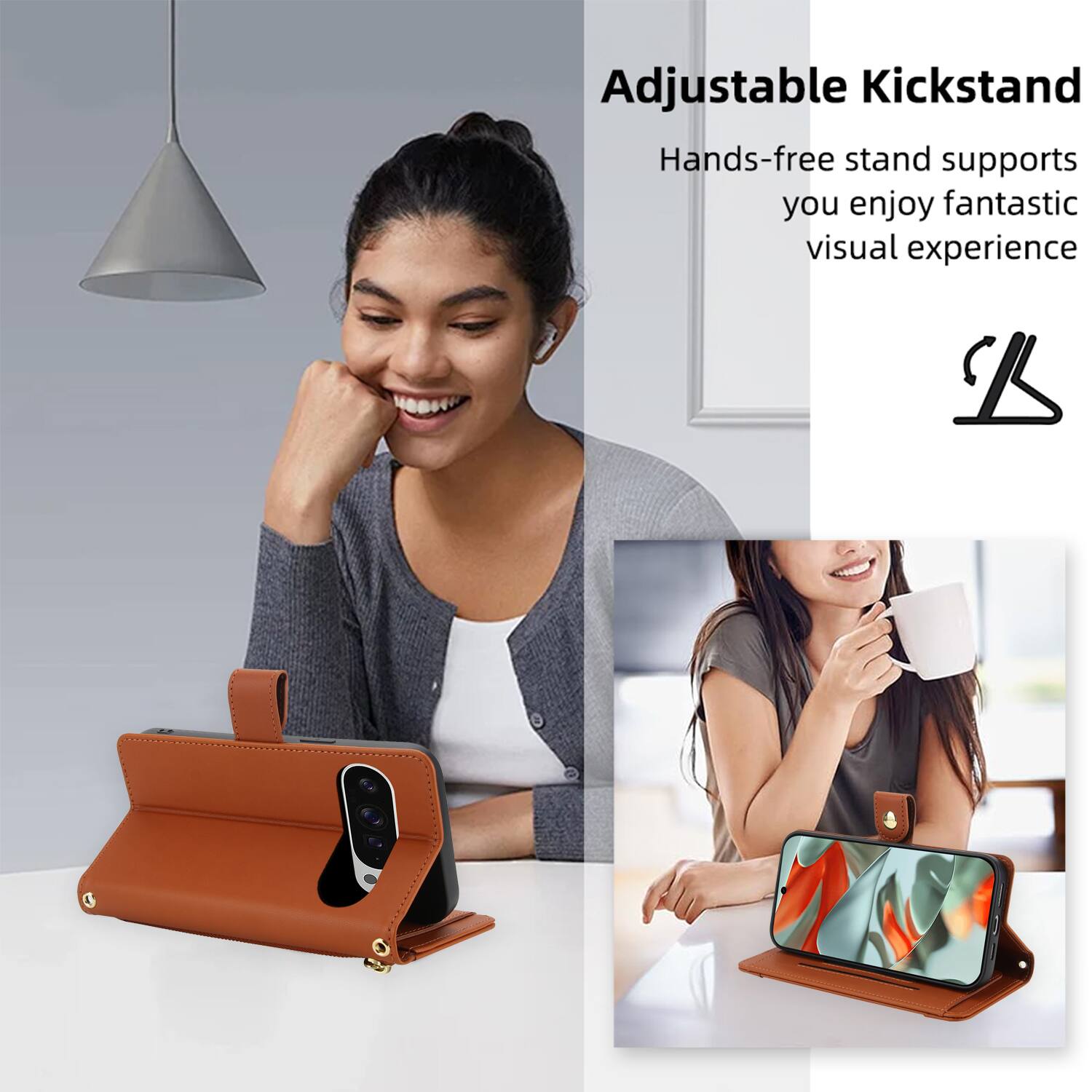 Adjustable Kickstand  
Hands-free stand supports you enjoy fantastic visual experience
