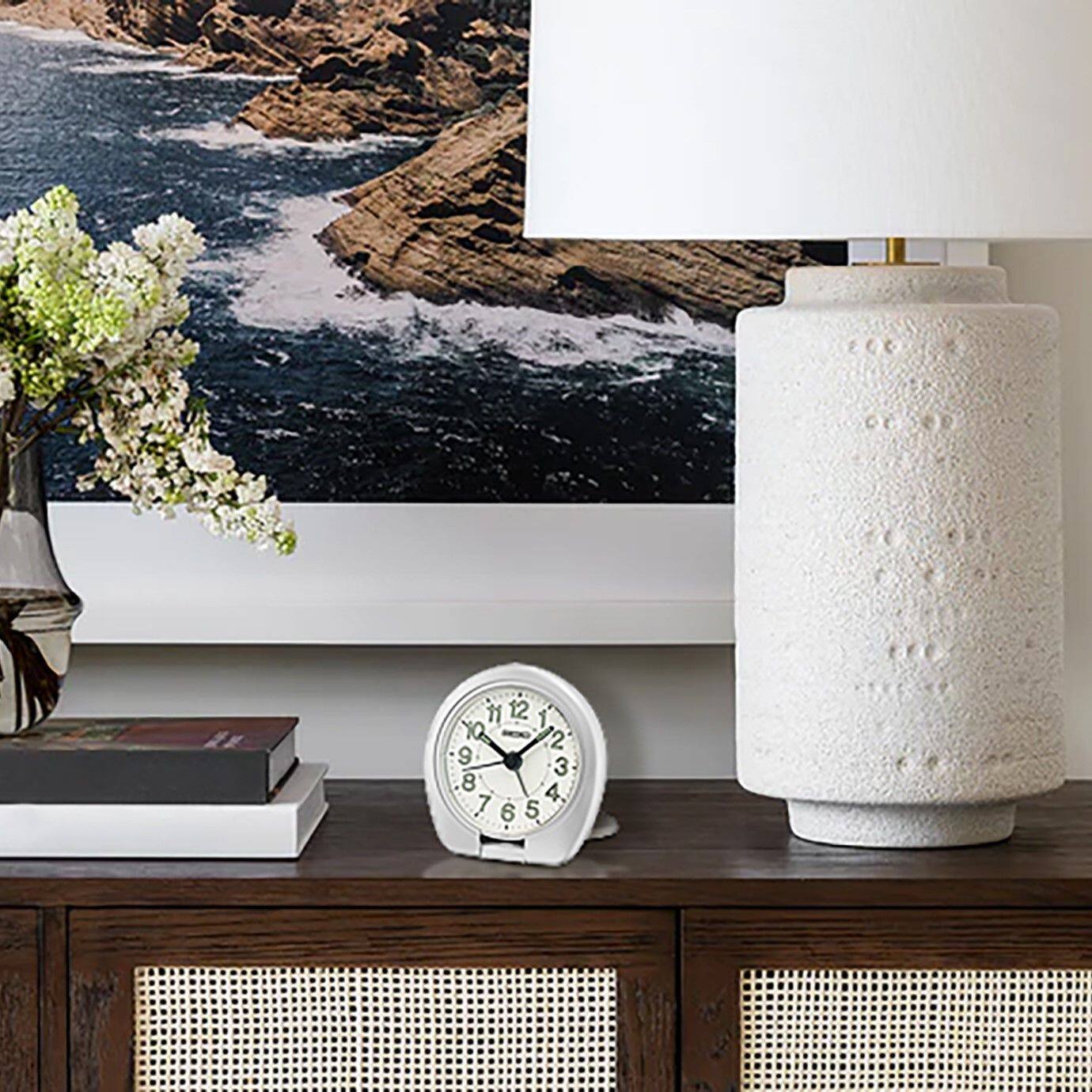 Left. Seiko - Seiko  Sakai Travel Alarm - Silver/off-white - Silver/off-white.