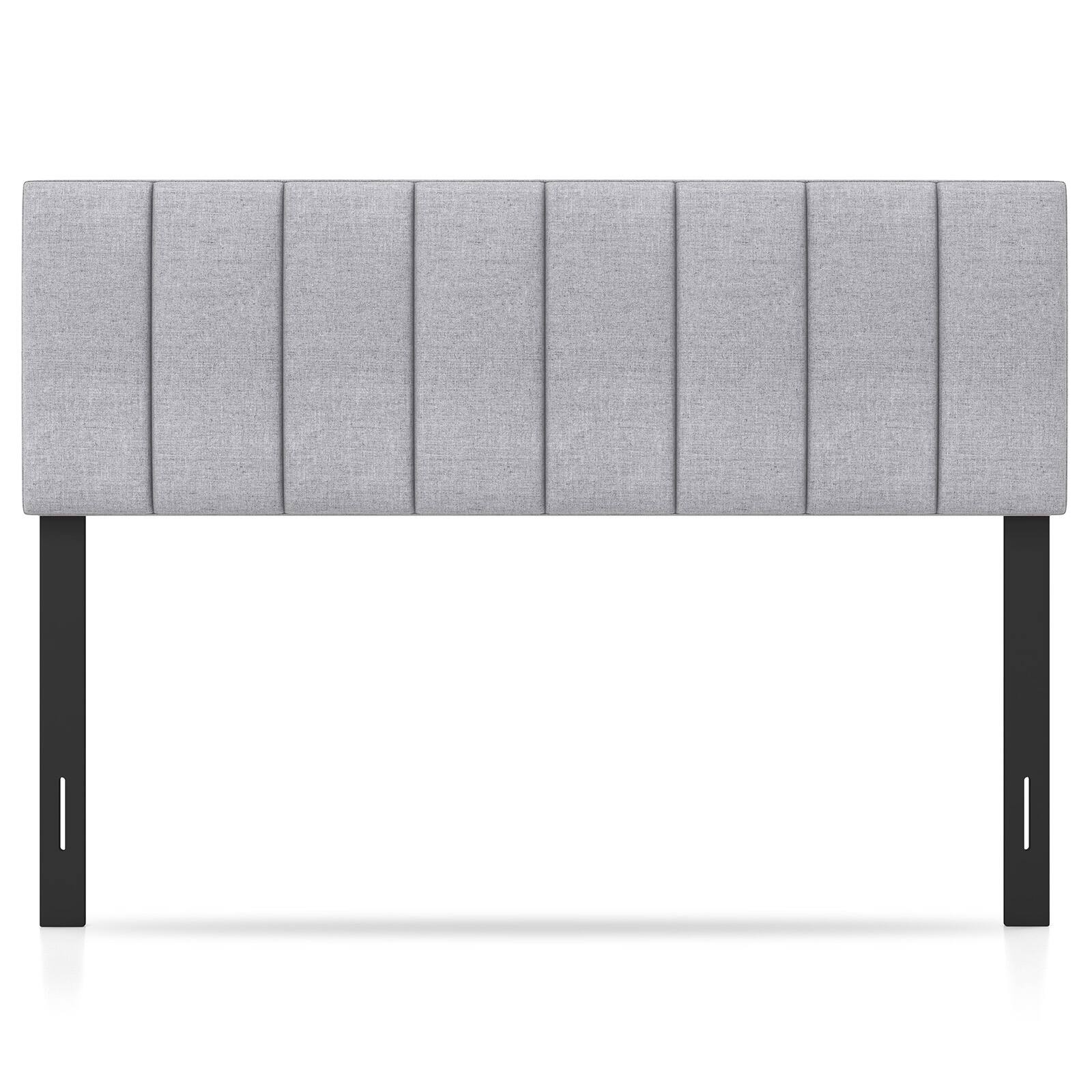 Back. SlickBlue - Linen Padded Headboard with Solid Wood Legs and Adjustable Mounting - Grey.