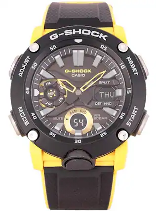 G-SHOCK
CASIO
ADJUST 55 05 RESET 10
SPLIT 45 15
MODE 40 20
MUTE 35 30
G-SHOCK
CASIO
ALM SIG WR 20BAR
ALM 54
THU
DST HND
START