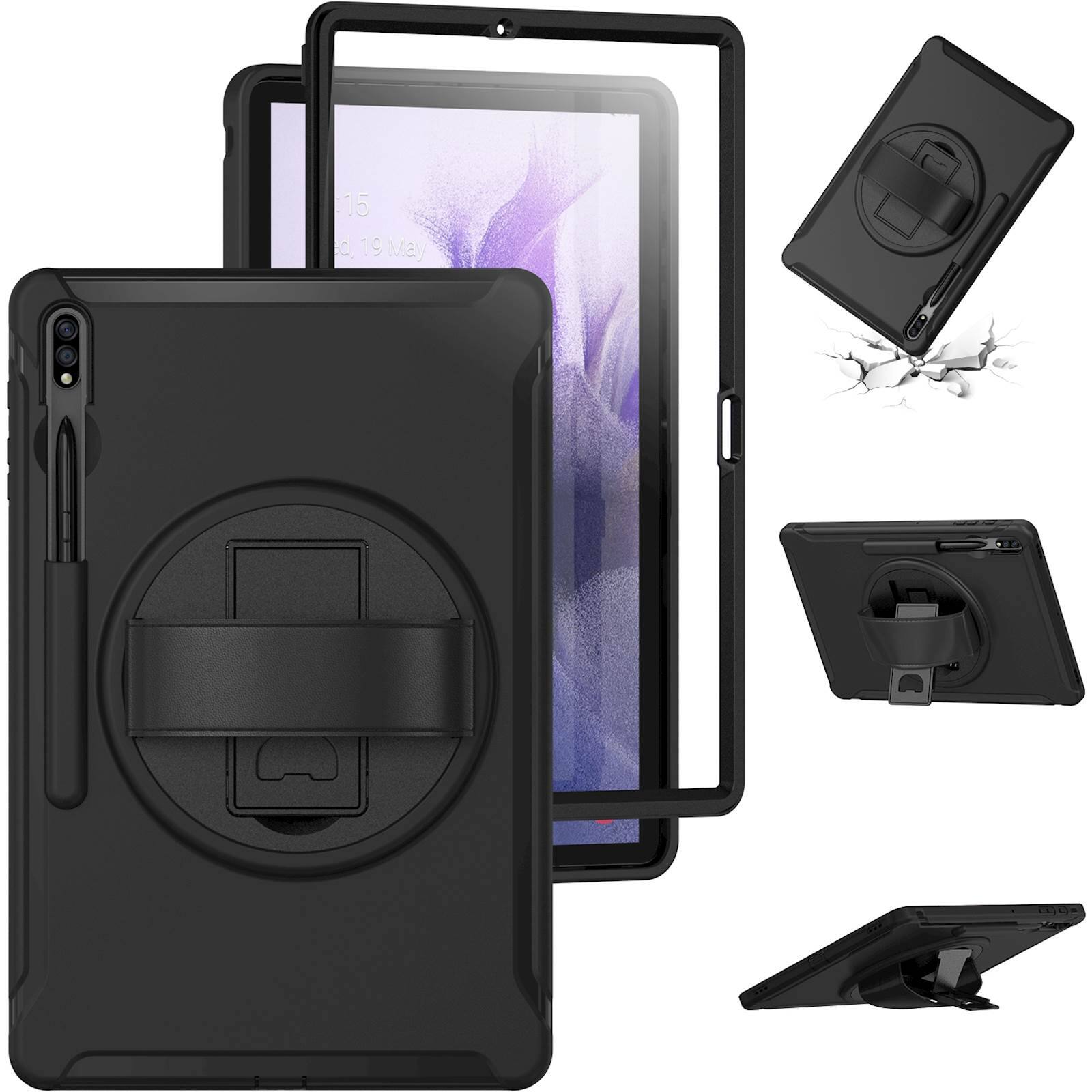 Alt View 11. SaharaCase - PROTECTION Hand Strap Case for Samsung Galaxy Tab S7 FE and S8 Plus - Black.