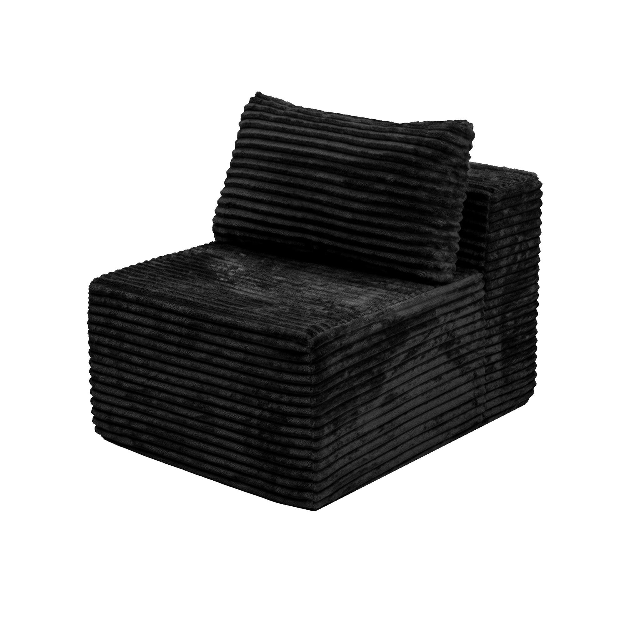 Front. Roomtec - Cloud Boneless Modular Sectional Sofa for Living Room - Black.