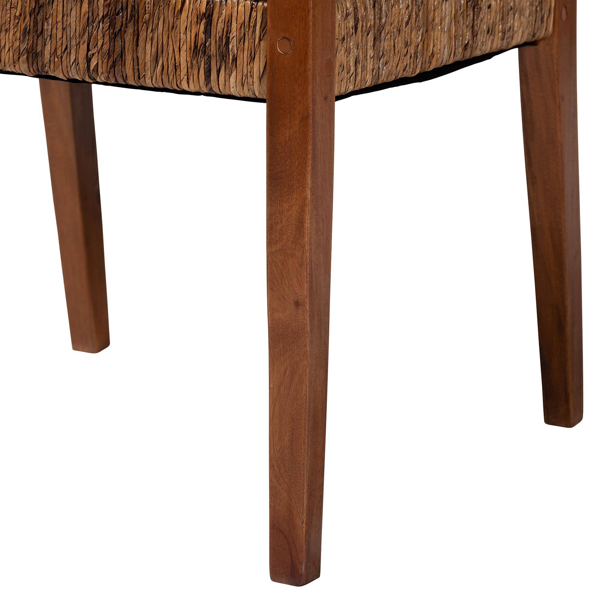 Alt View 1. bali & pari - Chabela 2-Piece Handwoven Seagrass Armchairs - Solid Mango Wood Frame Dining Chair with Woven Seat and Backrest - Natural Brown/Medium Brown.