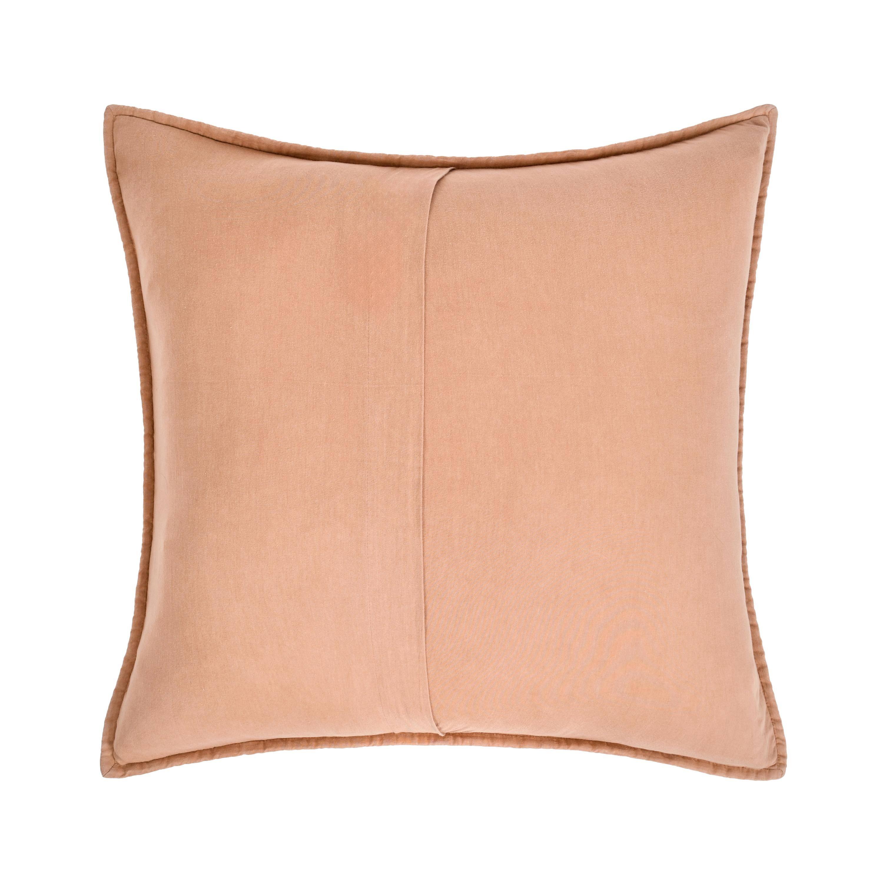 Angle. Manhattan Lane - Rawi Square Euro Pillow Sham, 26 Inch Clay Channel Stitch Ramie Cotton - Clay.