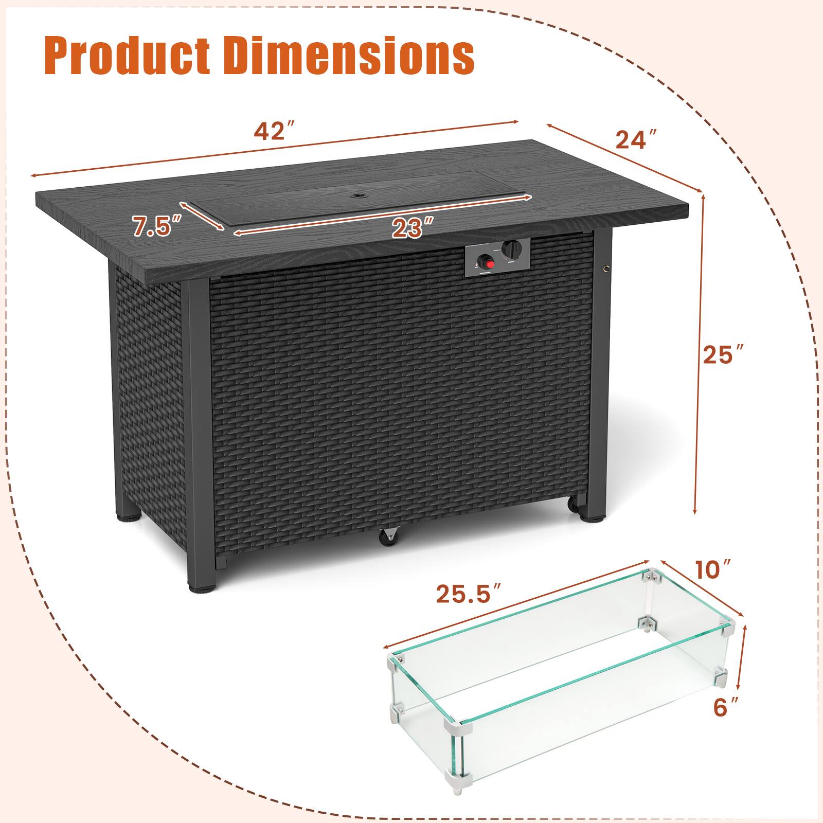 Product Dimensions: 42" x 24" x 7.5" x 23" x 25" x 25.5" x 10" x 6"
