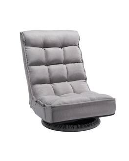 VEVOR - Swivel Floor Gaming Chair, 360-Degree Rotating Floor Chair with 4 Adjustable Position Folding Backrest - Gray
