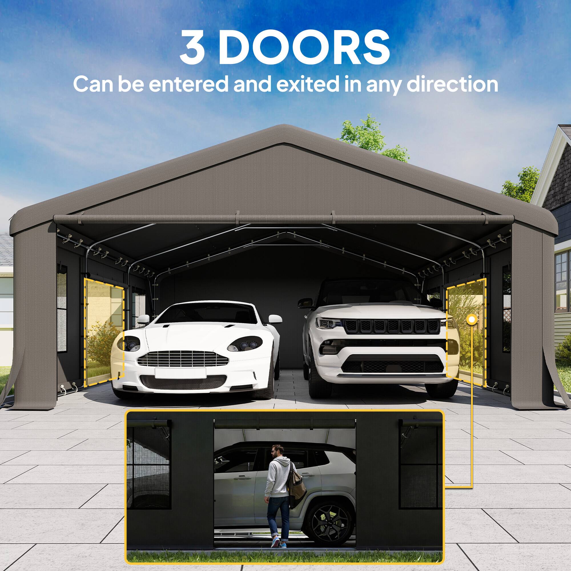 3 DOORS  
Can be entered and exited in any direction