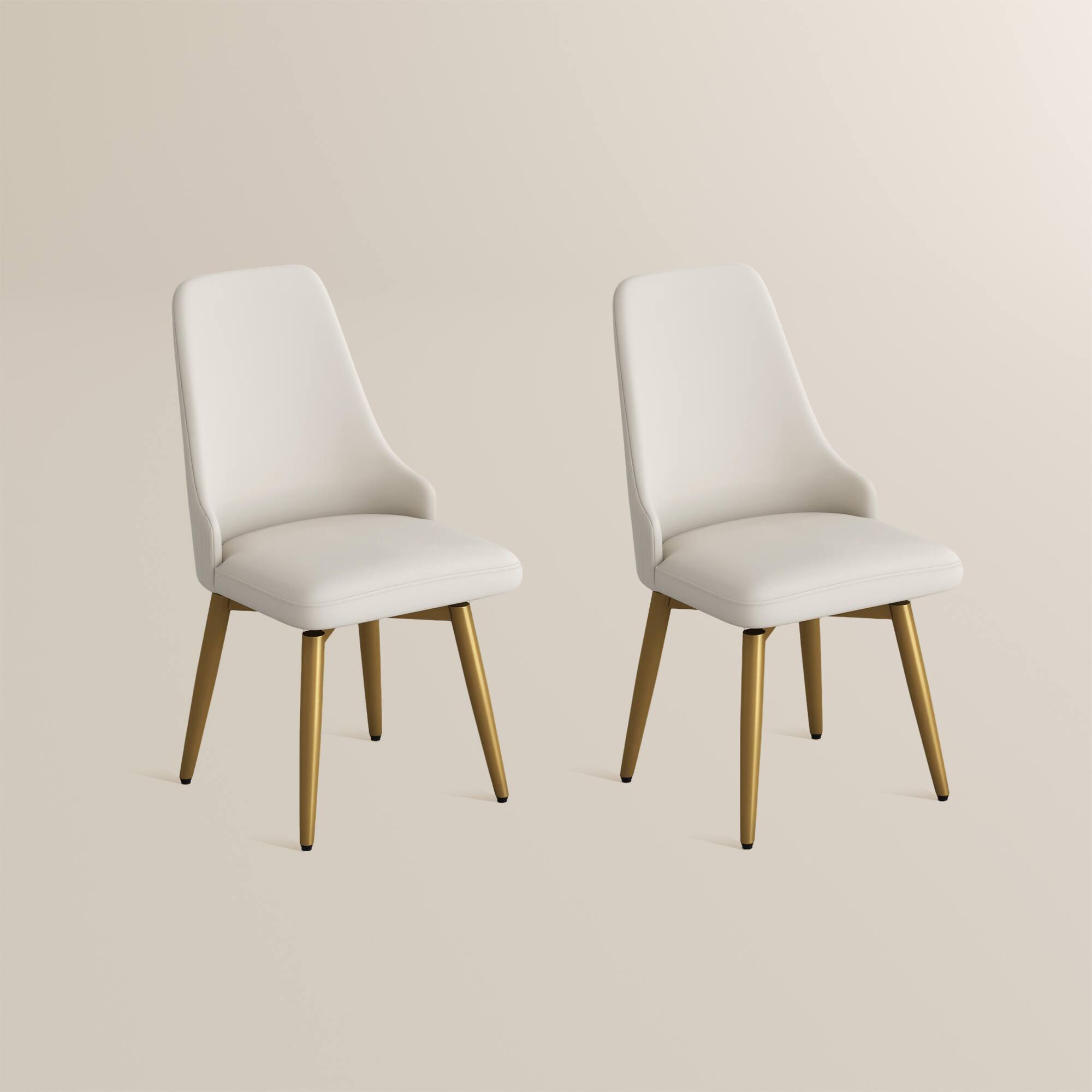 Alt View 6. POVISON - Modern Luxury Swivel Upholstered Dining Chairs Set of 2, Faux Leather Side Chairs, Beige & Gold - Beige.