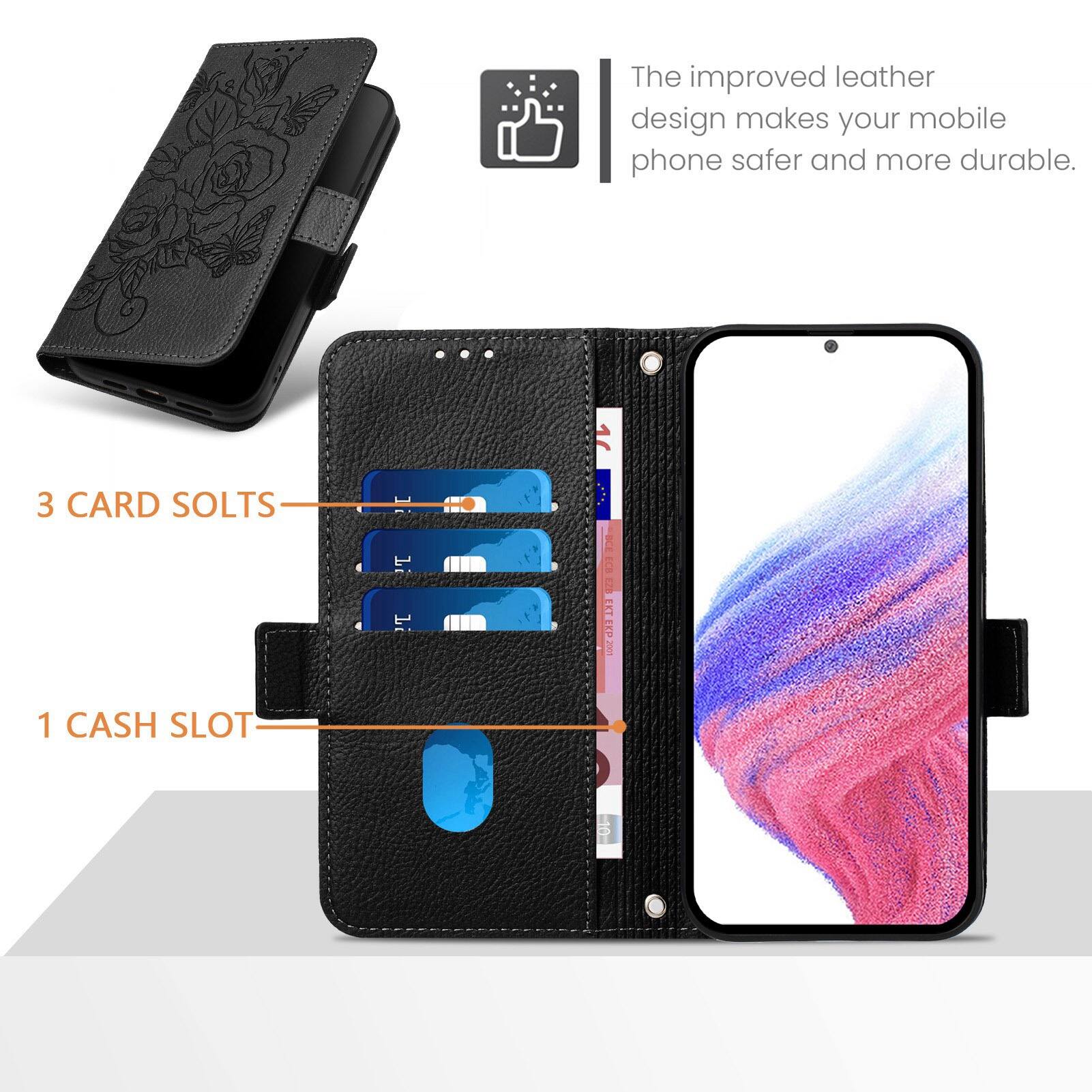 The improved leather design makes your mobile phone safer and more durable.

3 CARD SLOTS

1 CASH SLOT