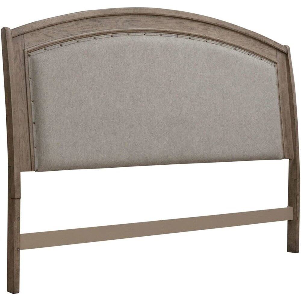 Back. Liberty Furniture Industries - Avalon Queen Upholstered Headboard with Oak Wood Frame - Burnished Beige - Upholstered Burnished Beige.