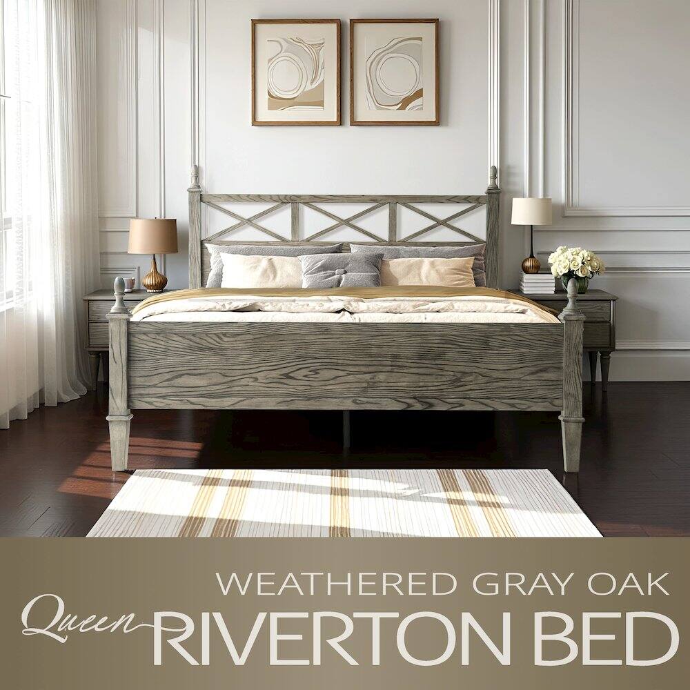 WEATHERED GRAY OAK Queen RIVERTON BED
