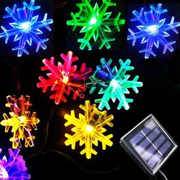 Schertz - Outdoor Waterproof 36-foot 60-LED Solar Fairy Snowflake String Lights - Snowflake-Multicolor-60LED