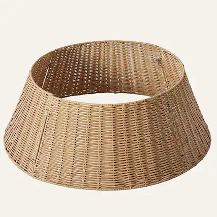 Front. Sweet - 27 in Christmas Tree Collar for 6-8.5ft Trees, Wicker Tree Base Cover, Basket Ring for Artificial Trees - Natural.