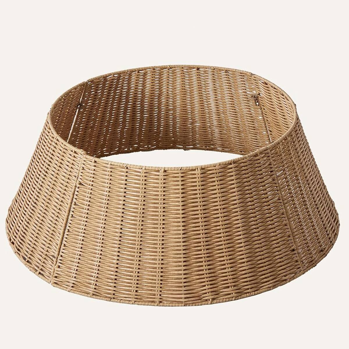 Front. Sweet - 27 in Christmas Tree Collar for 6-8.5ft Trees, Wicker Tree Base Cover, Basket Ring for Artificial Trees - Natural.